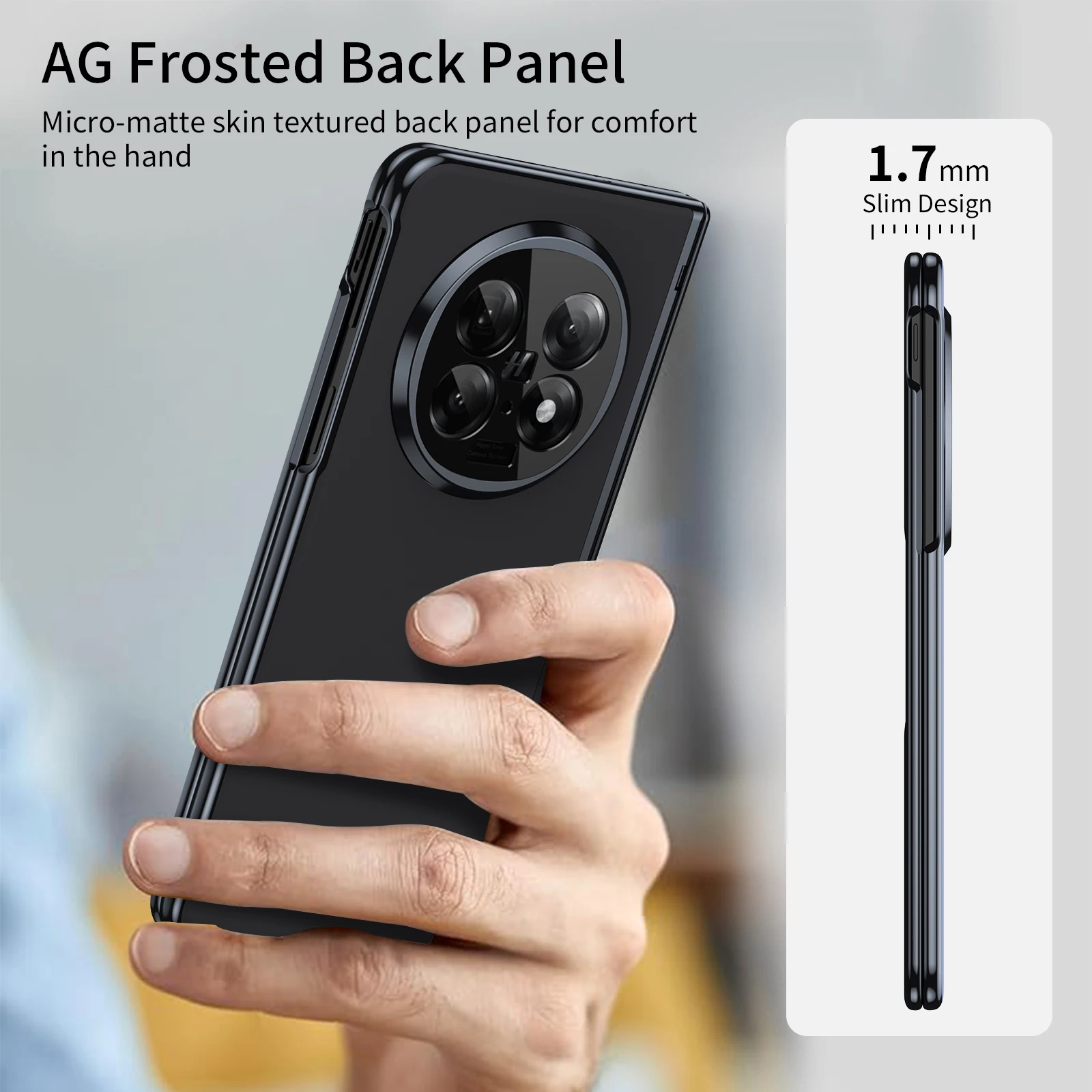 Frosted Full Coverage Phone Case with Matte Glass Front and Hinged Back Cover