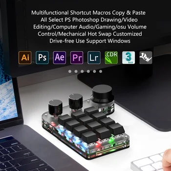 Programmable DIY Mechanical Keyboard RGB 12 Keys 3 Knob Custom Macro Keypad Bluetooth/USB Hotswap Keyboard for Macbook Laptop PC 3