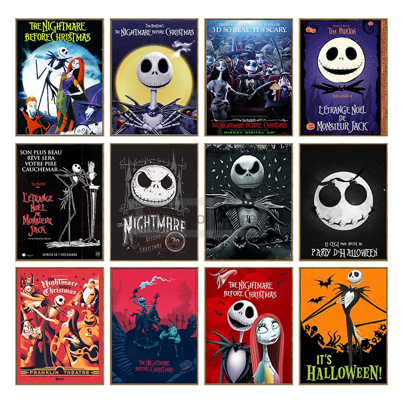 Classic Animated Movie Nightmare Before Christmas Anime Jack Poster And Prints Canvas Painting Wall Art Pictures Home Room Decor