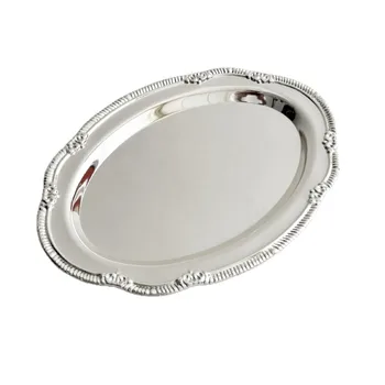 Vassoio da portata in argento goffrato vintage per dessert, portaoggetti per gioielli, piatto per snack, decorazione per tavolo da pranzo