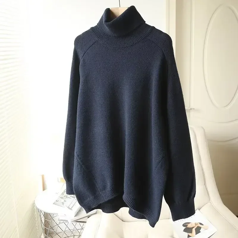 

Co Women's Autumn 2023 New Fashion Casual Joker Knit Long Sweater Retro High-necked Long-sleeved Pullover Chic Top.