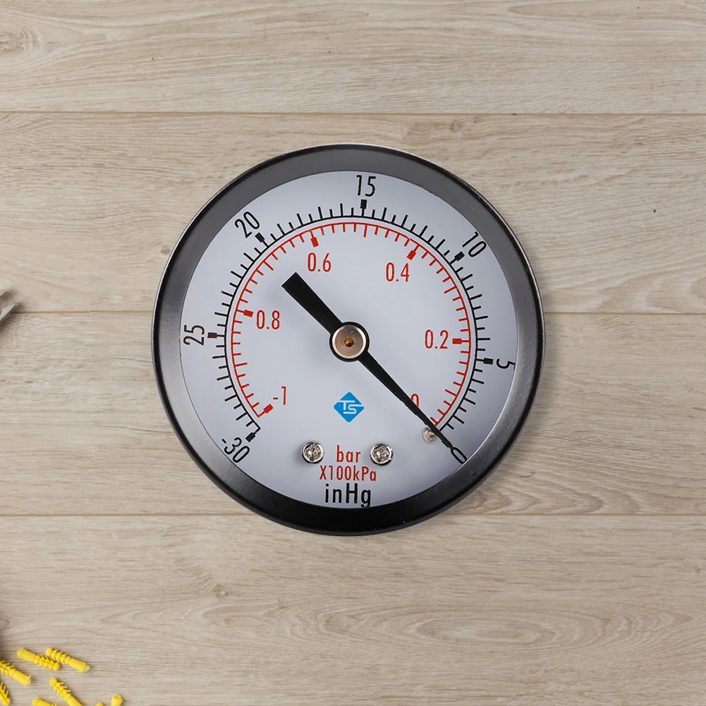 50mm Face Vacuum Manometer Metal 0~-30nhg 0~-1Bar Mini Dual Scale Dial Gauge Vacuum Pressure Meter for Air Water Fuel Liquids