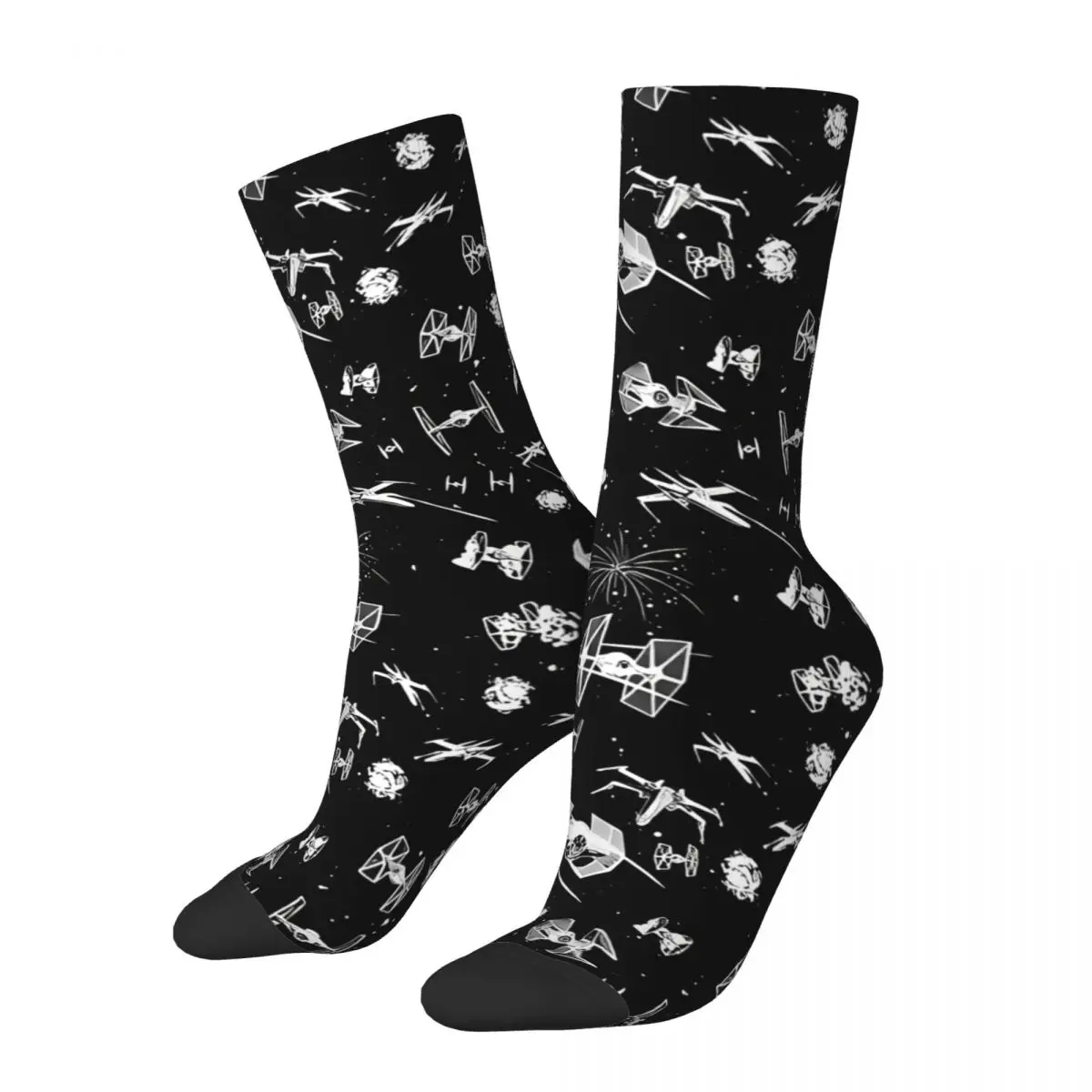 

Vintage Space Ship Battle Men's Socks Unisex Hip Hop Seamless Printed Crazy Crew Sock Gift