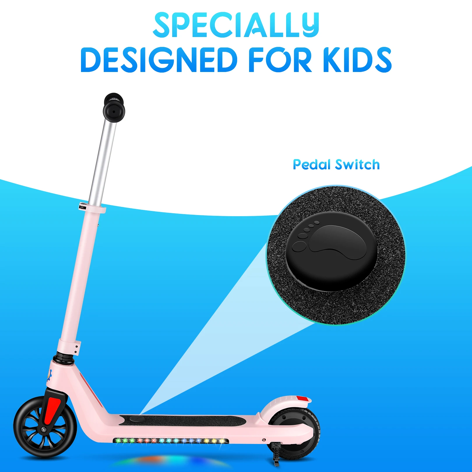 Electric Scooter for Kids, Adjustable Height & Speed, 150W Kids Electric Scooter Ages 6-14, Max 10 Mph & 7 Miles, 80 mins Ride