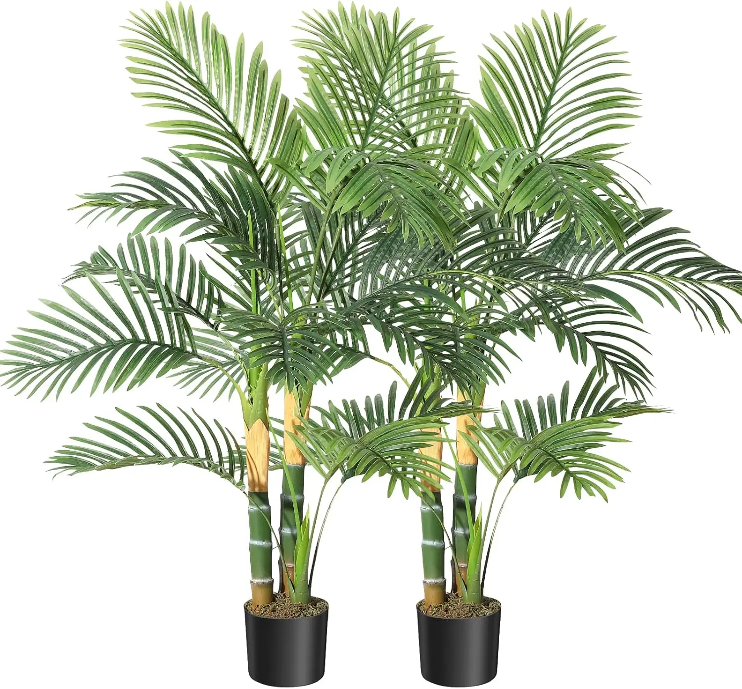 2 Stück Künstliche Goldene Zuckerrohrpalme 120cm 150cm Gefälschte Tropische Palme im Topf Künstliche Grünpflanze für Innen- und Außendekoration – Detail 1