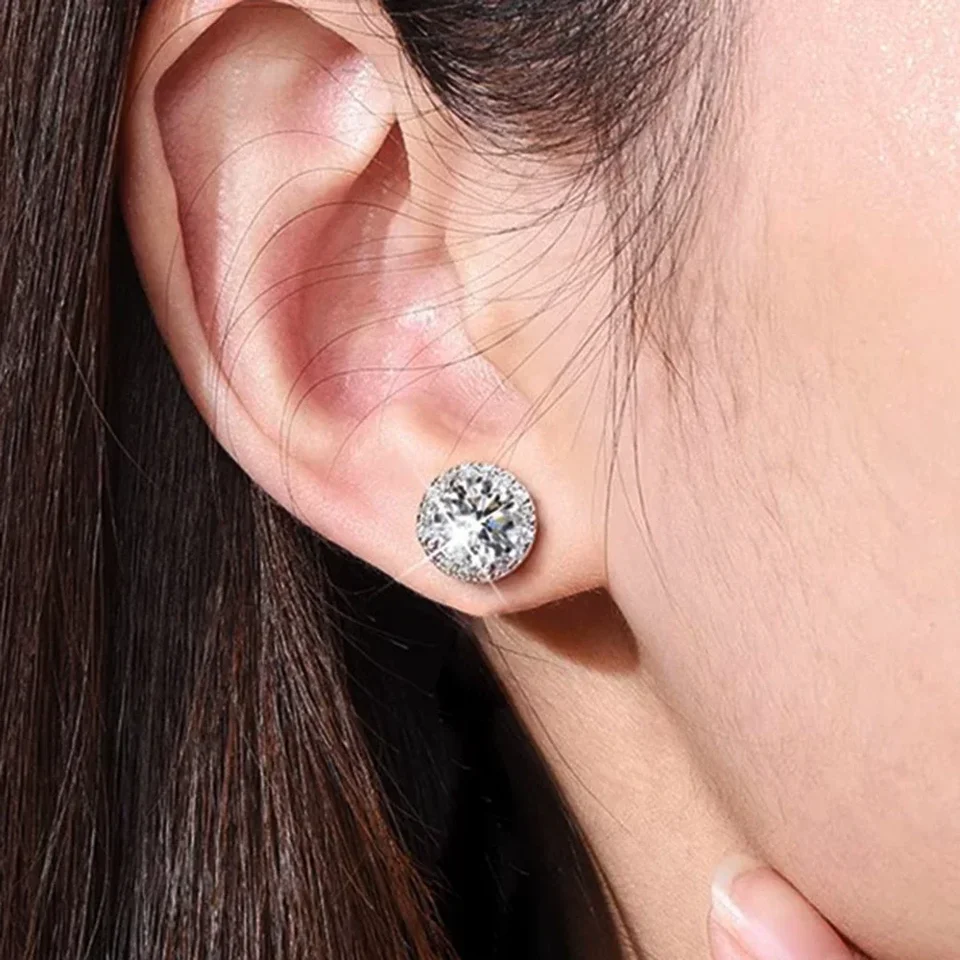 Real Moissanite Sterling Silver Earrings Gift