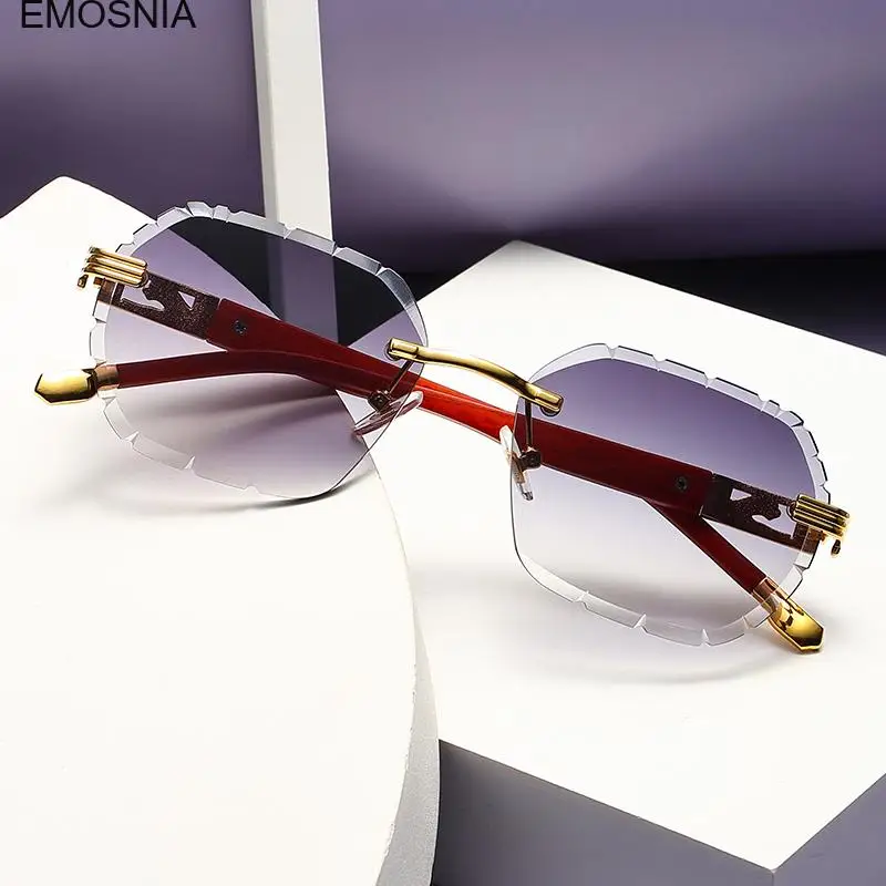

New Diamond Polarized Square Rimless Frame Metal Sunglass for Men Luxury Fashion Cool Eyewear for Women Outdoor Fishing Driving