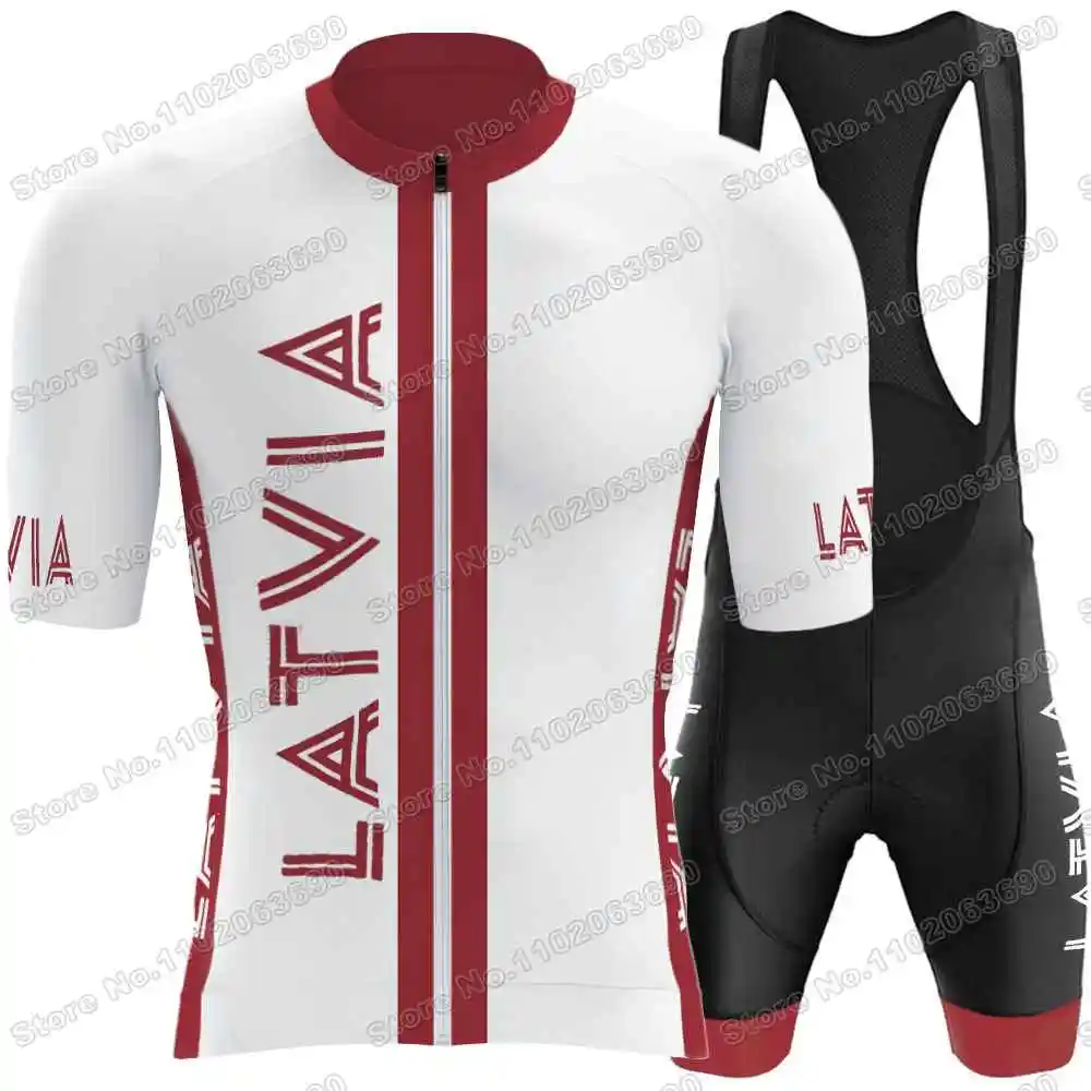Cycling Jersey Set Men Road Bike Shirts Suit Bicycle Bib Shorts Latvijas Republika