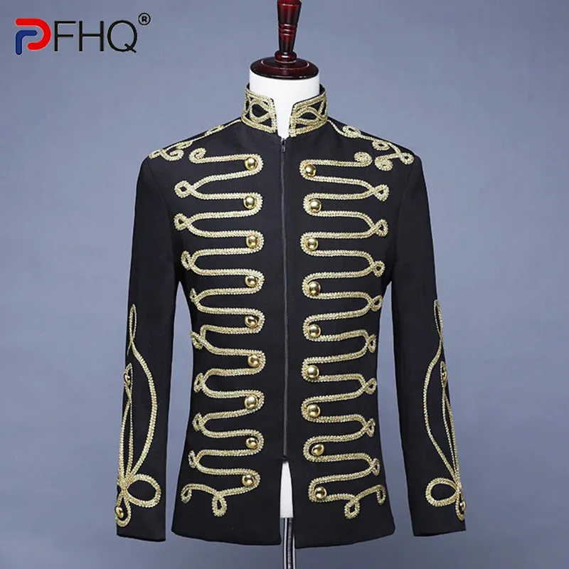 

PFHQ Handsome Men's Performance Attire DJ Singer Hosting Stage Fashionable Zipper Stand Collar Autumn Streetwear Jackets 21Z3054