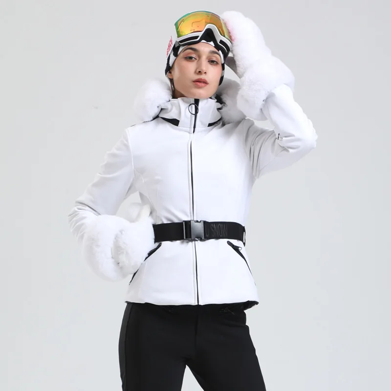 Gsou Snow Winter Warm Fashion Ski Jacket Women Waterproof Windproof Slim Ski Equipment Clothes Female Cotton Snowsuit