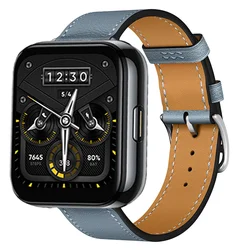 Premium Leather Strap for Smartwatch - Elegant Replacement Wristband Bracelet (24 Linen Blue)