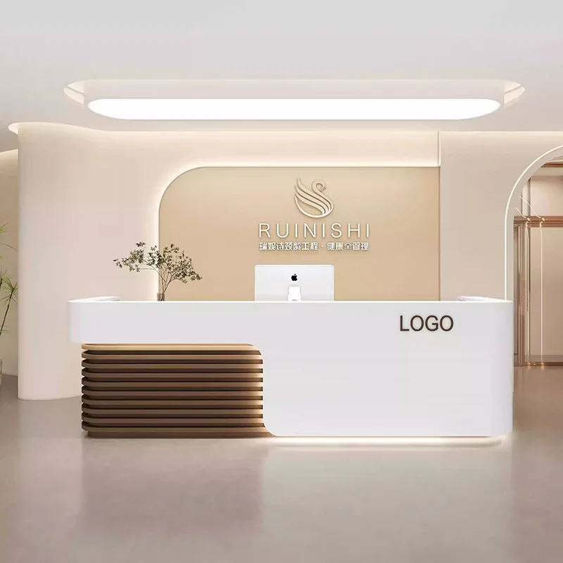 Simple Modern Reception Proffesional Beauty Institute Aesthetic Cashier Table Salon Hotel Shop Counter Desk Reception Furniture