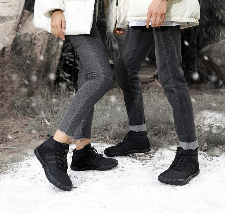 Description Picture 3 of item2024 Snow Boots Waterproof Men Winter Shoes Barefoot Ankle Boots Couple Snow Shoes Outdoor Hiking Shoes Fur Warm Plush Boots