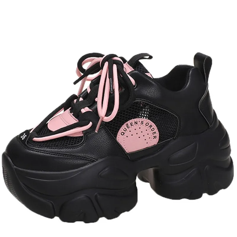 

Женские кроссовки на толстой подошве, повседневные сетчатые кроссовки для отдыха на высокой платформе 7 см, Новинка осени 2023