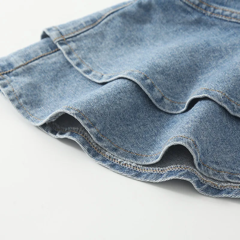 Children Skirts Denim Clothes Summer Kids Girls Blue Denim Mini Skirt Children Casual Clothes for Teenager 4-16 Years Old
