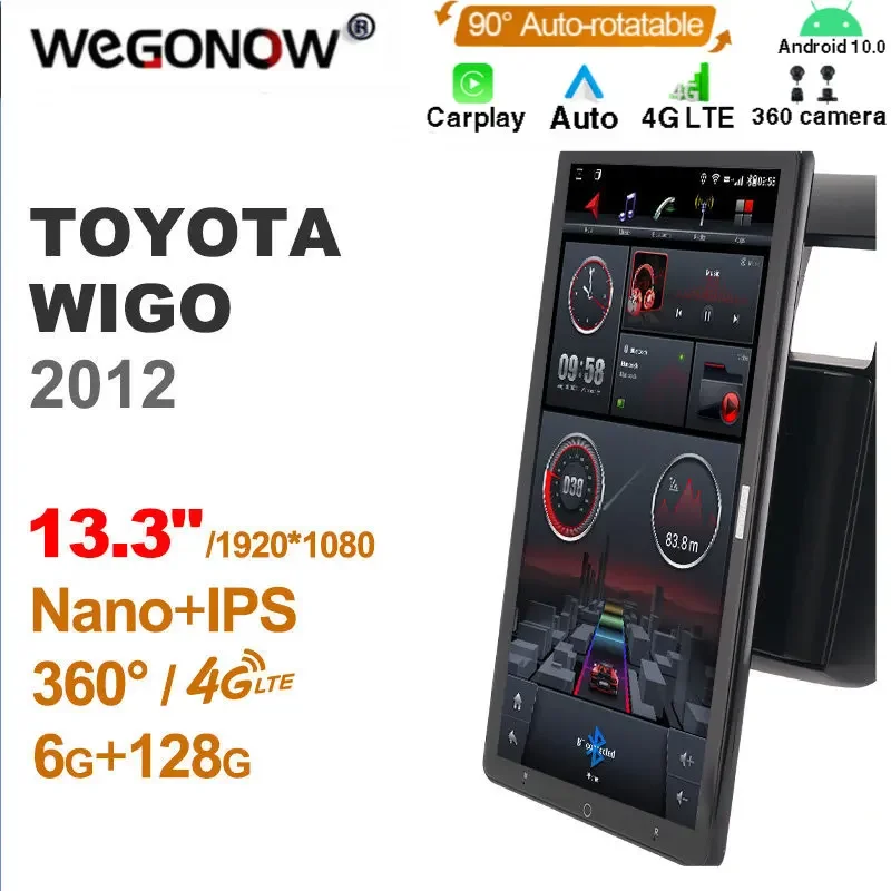 

1920*1080 Nano Ownice Android10.0 for TOYOTA WIGO 2012 Car Radio Video Audio head Unit 13.3'' Rotatable 360 6G 128G Tesla Style