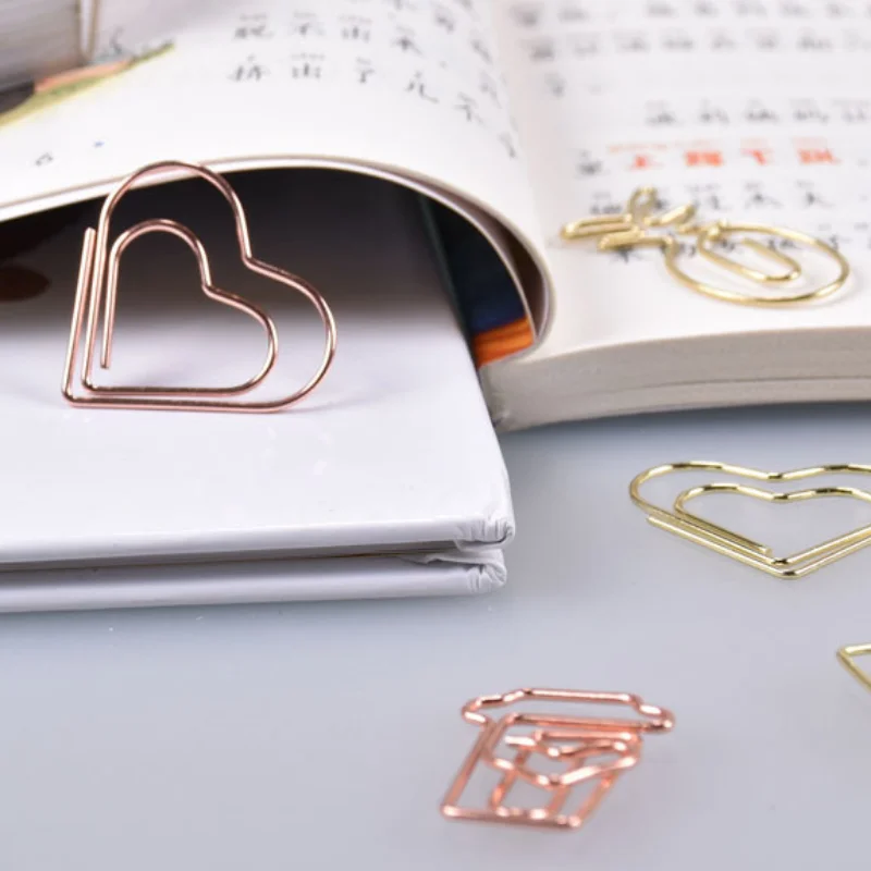 Paper Clips Binder Clips Book Clips 10pcs/set Metal Paperclips Multiple Cartoon Heart Animal Styles Paper Clip Book Scrapbook Planner Page Bookmark Binder Clip