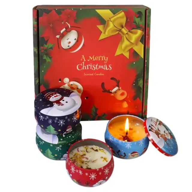 Set regalo di candele di soia natalizie Set di 4 candele profumate naturali per la casa Candele per l'aromaterapia per la casa Cera di soia naturale profumata