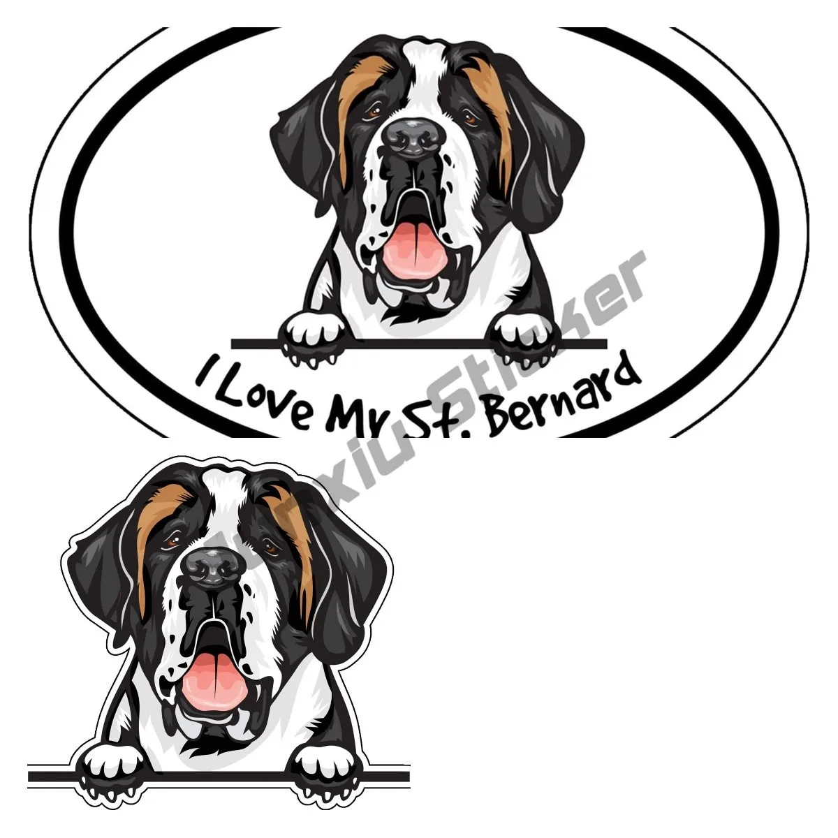 

Smiling St. Bernard Vinyl Decal - Dog Breed Bumper Sticker - for Laptops Tumblers Windows Cars Trucks Walls Surfboard Decoration