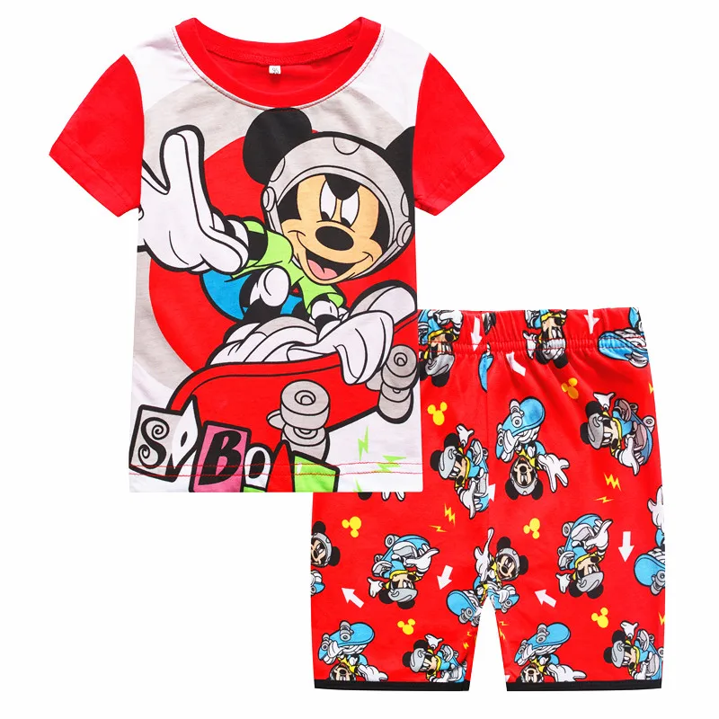 Kids pajamas set Summer Children Pajamas Set Short Sleeve Mickey Pyjamas Kids Car Boy Girls Pijamas Anna Elsa Cartoon Spiderman Baby Sleepwear