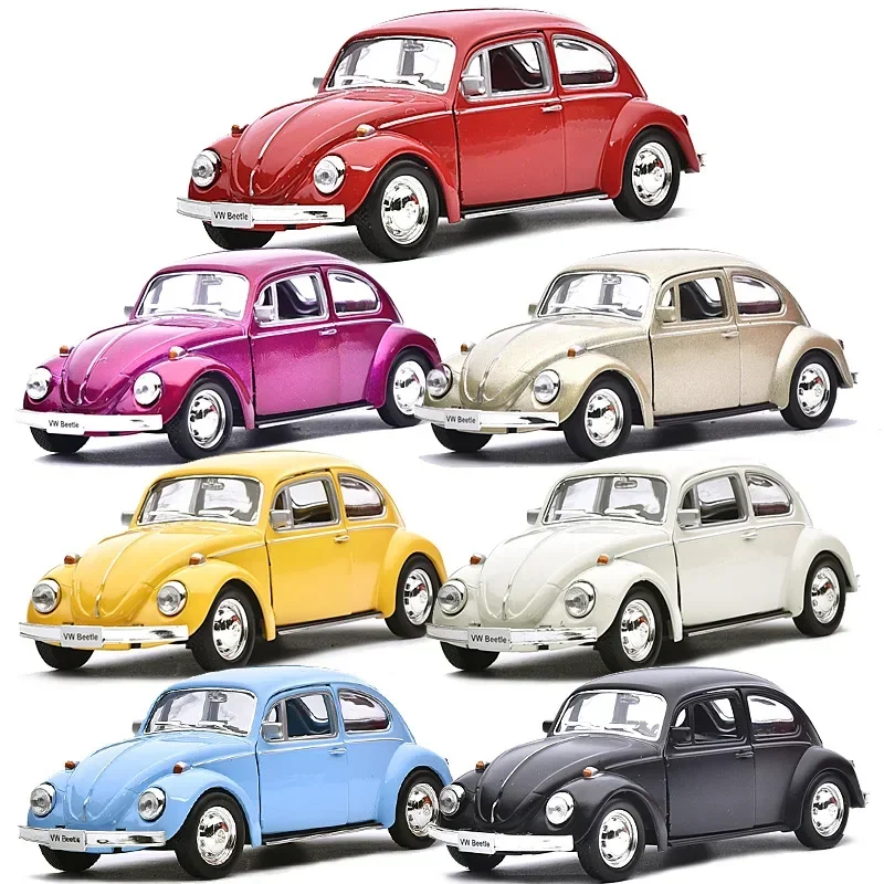 Фото Модель автомобиля VOLKSWAGEN Beetle в масштабе 1:36, игрушка с откидной спинкой для детей, рождественские подарки, Коллекция классических игрушек из сплава под давлением 1967 F346 №1