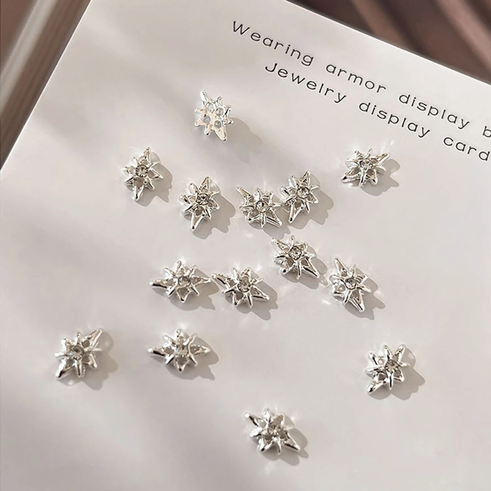 Luxury Metallic Gold 3D Nail Charms with Glitter Diamond Rhinestones - 10 Piece Set