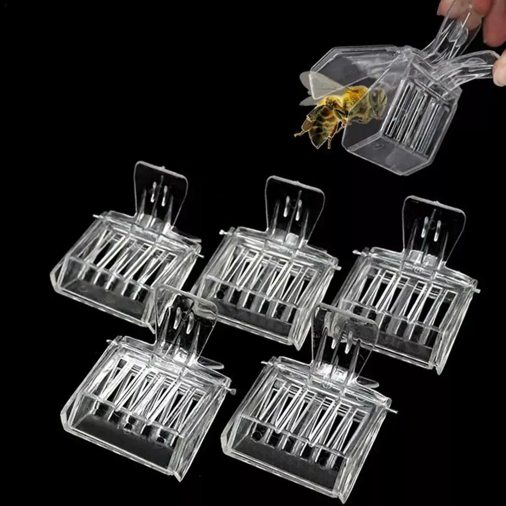 5pcs/1pc Plastic Book Clip Type Queen Cage Transparent Queen Catching Clamp Bee Controller Beekeeping Tools,beekeeping tools,beekeeping accessories