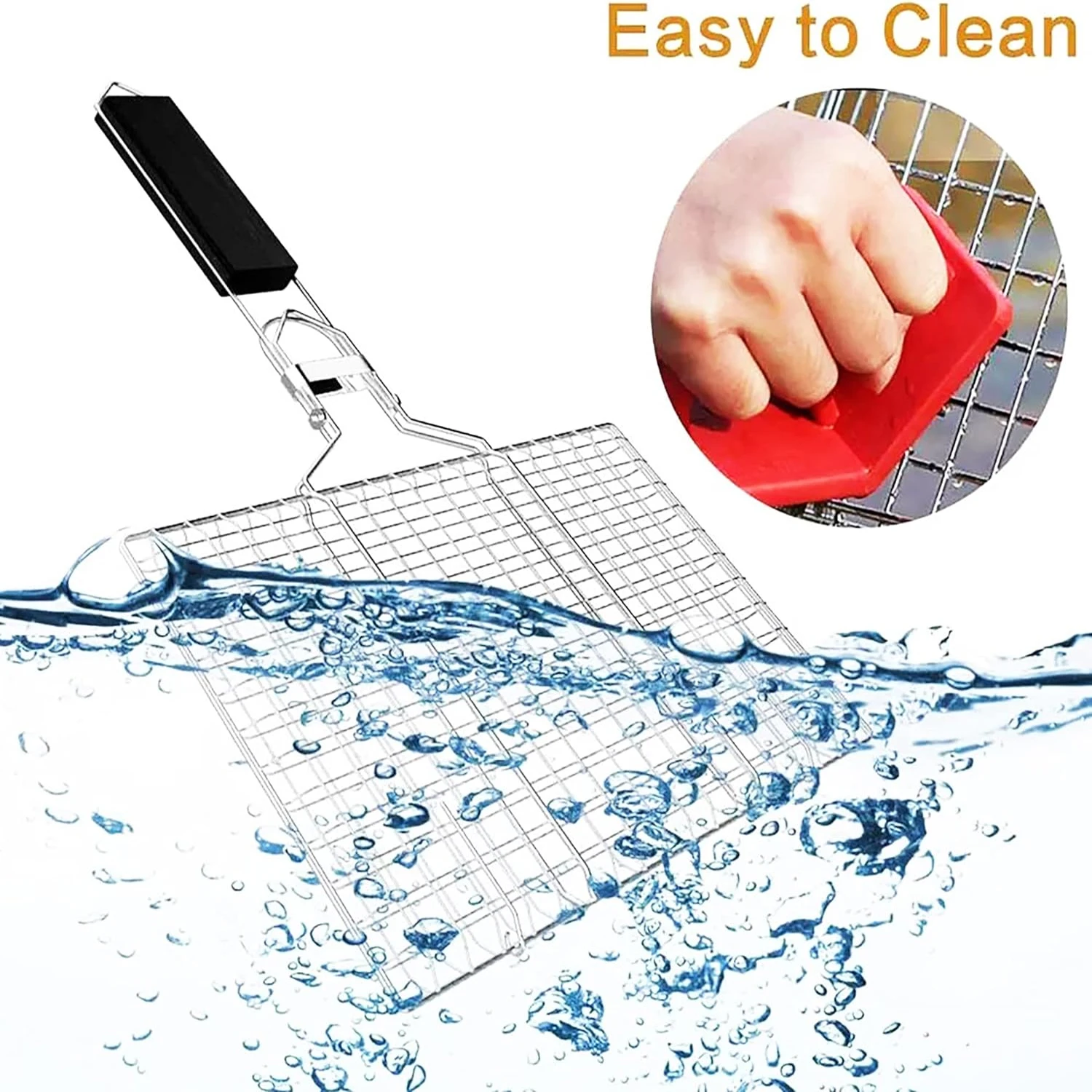 Grill Basket Stainless Steel Folding Grilling Basket Outdoor Camping BBQ Rack Shrimp Steaks Fish Barbeque Griller Cooking Tool bbq grilling accessories bbq grilling basket