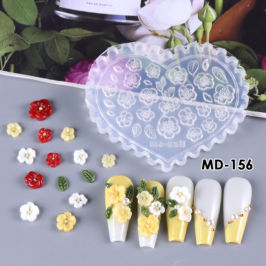 1pc Silicone Nail Carving Mold Rose Flower 3D Acrylic Nail Art Decorations Stamping Plates DIY Manicure Nail Accessories Tools 6