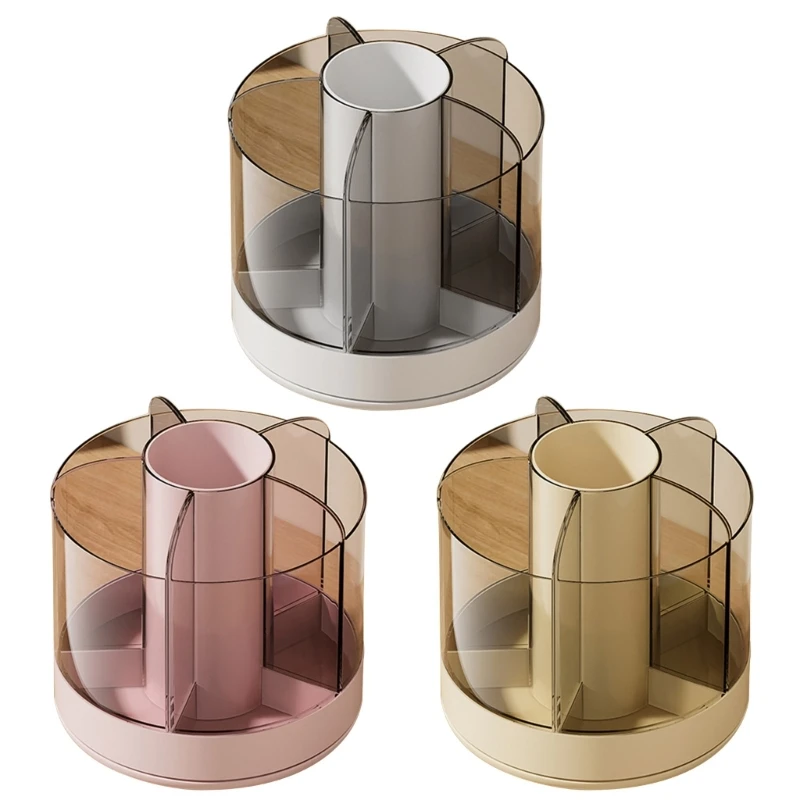 

Elegant Makeup Brush Holder Partitioned Compartments Stationery Pen Storage Box