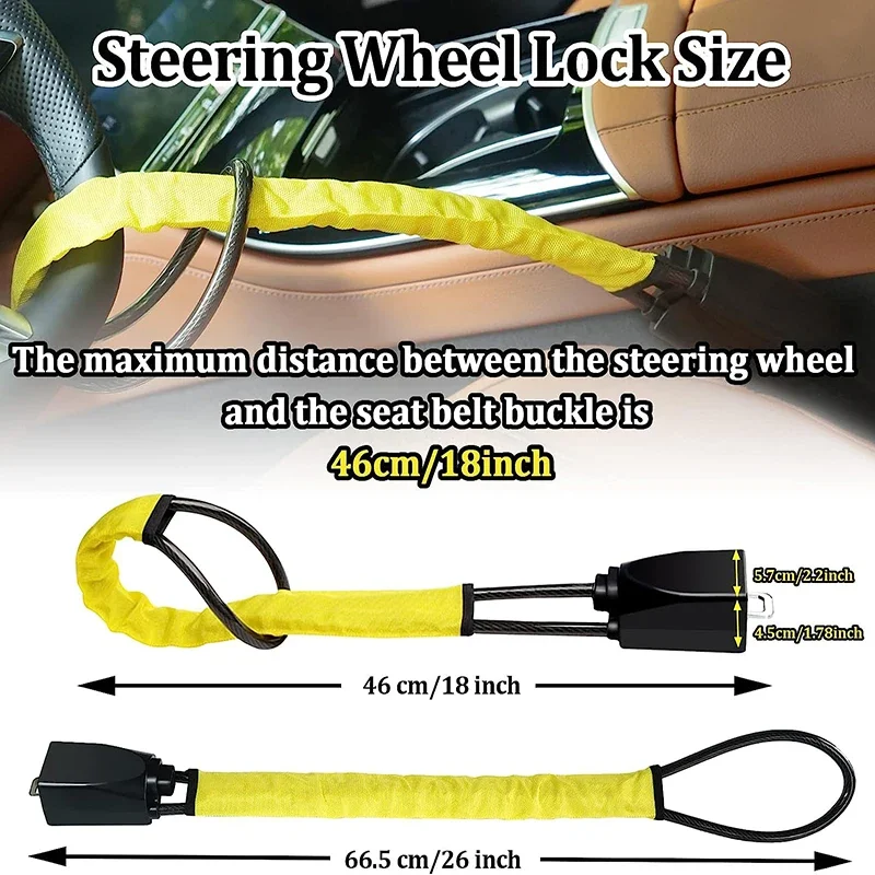 Steering Wheel Lock Universal With Seat Belt Buckles Theft Prevention For Truck SUV Van RV