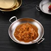 Stainless Steel Round Plate with Handle Korean Sauce Seasoning Dish Snack Serving Tray Flat Bottom Plates Kitchen Tableware 6