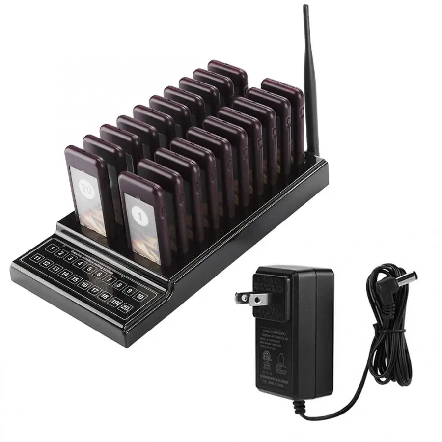 SU-68G Restaurant Pager 20 Channels Guest Paging System Wireless Coaster Pager Queue Calling System for Restaurant Coffee Shop