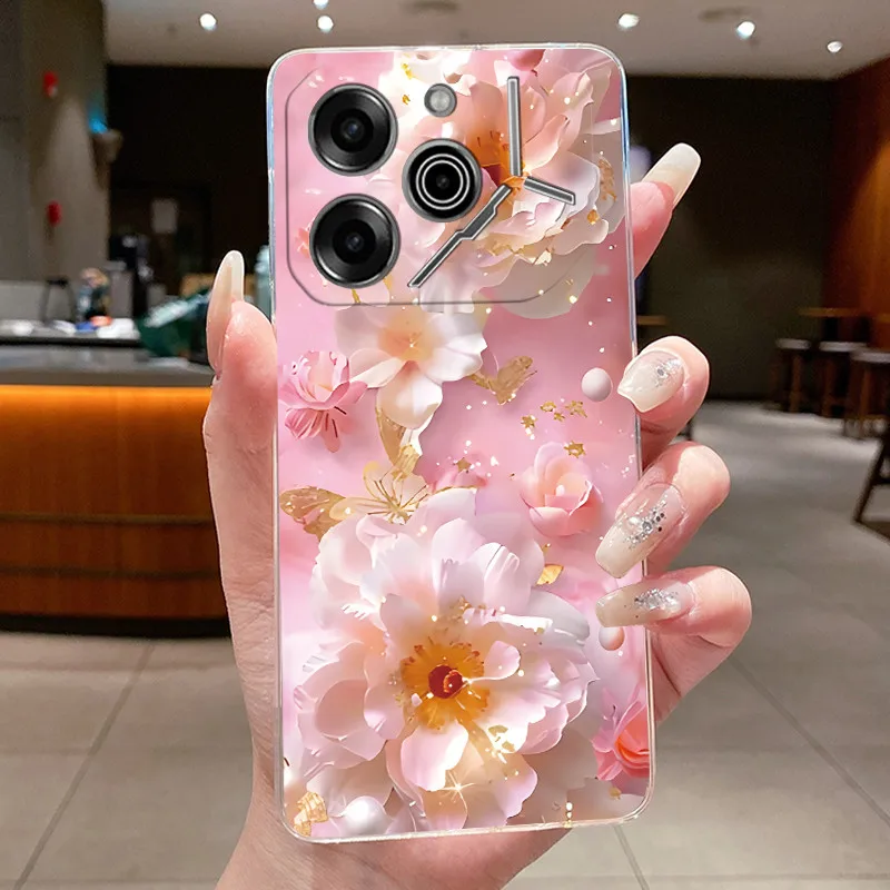 Luxury Butterfly Flowers Transparent Soft TPU Phone Case