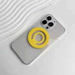 Magnetic Silicone Phone Ring Holder and Grip Strap - Mobile Accessories (Yellow)