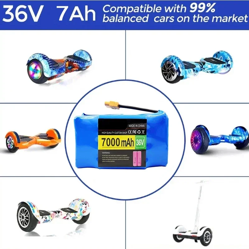 Genuine 7000Ah Battery Packs Rechargeable Lithium Ion 36V Battery for Electric Self Balancing Scooter HoverBoard Unicycle 10s2p 6
