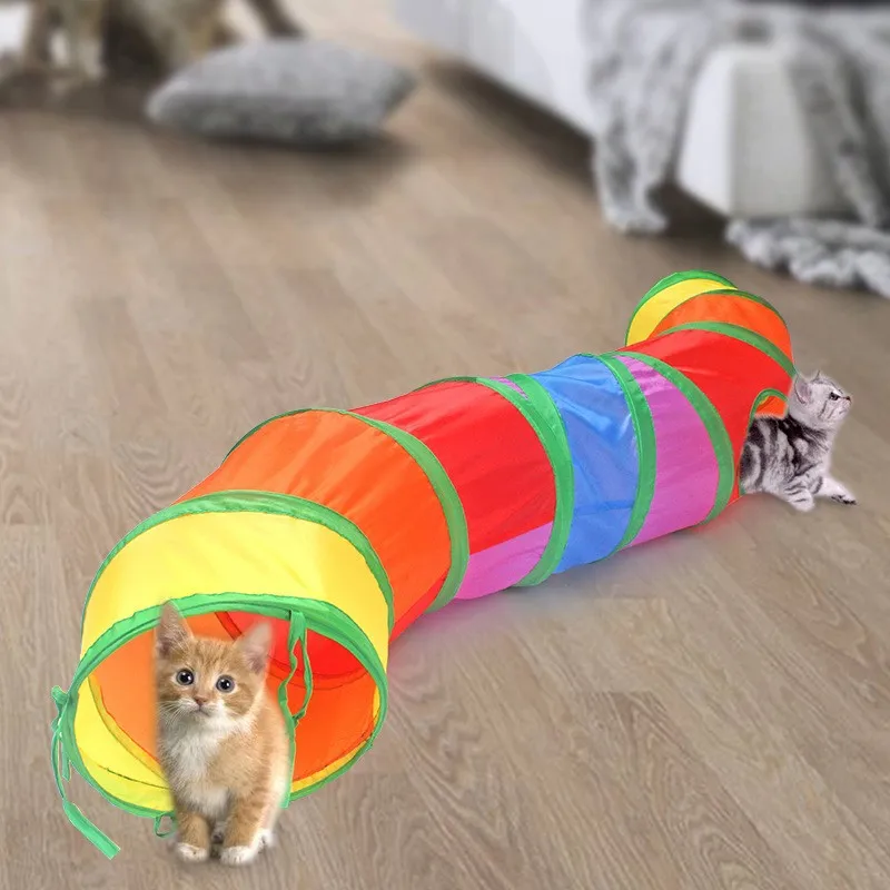 Foldable Cats Tunnel Pet Cat Toys Kitty Pet Training Interactive Fun Toy Bored Puppy Kitten Rabbit Play Tunnel Tube small pet tunnel hamster cage tunnel hamster toy maze