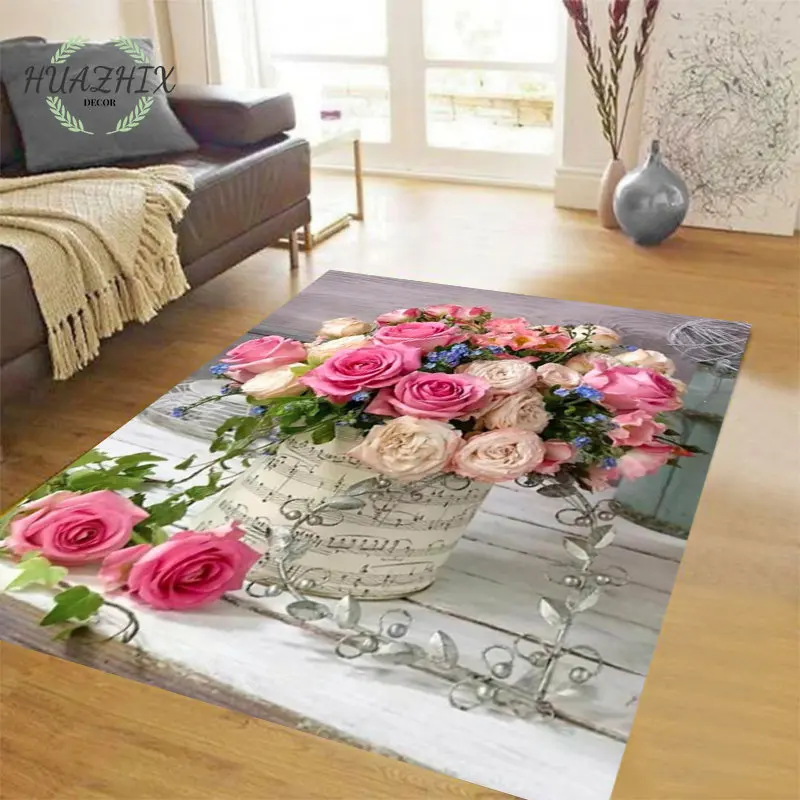 

3D Flower Carpet Large Rugs For Modern Living Room Kitchen Floor Bedroom Hallway Entrance Doormat Balcony Anti-Slip Foot Rug