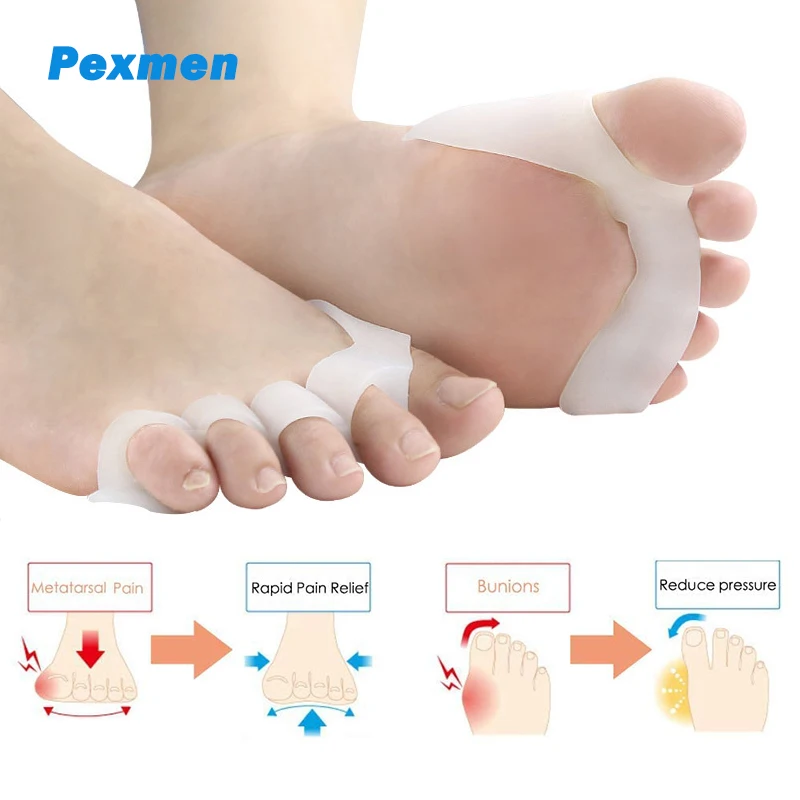 pexmen 2pcs gel toe separator toes protector to correct bunions and restore toes to their original shape for women and men Pexmen 2Pcs Gel Toe Separators to Correct Bunions and Restore Toes to Their Original Shape Bunion Corrector Toe Spacers