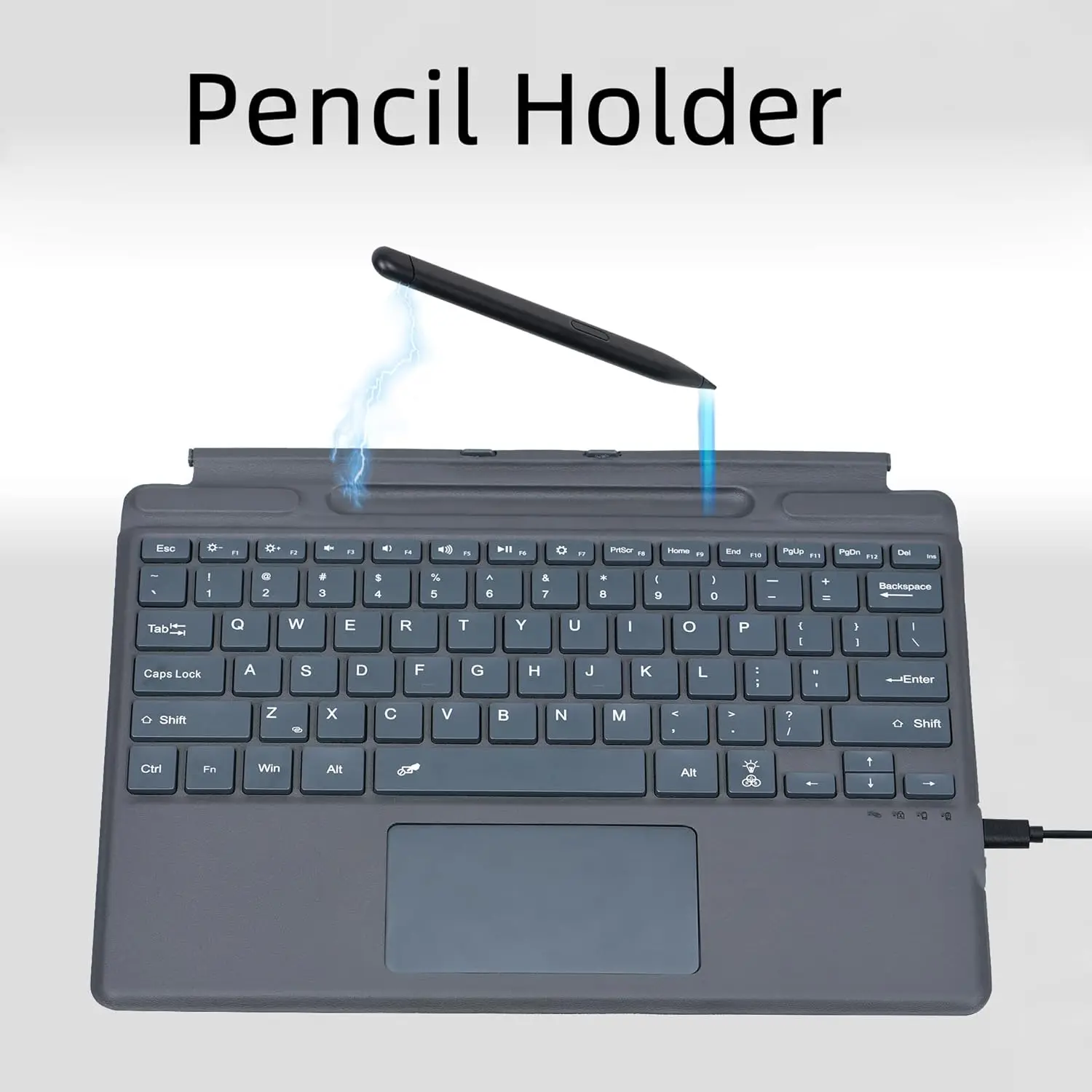 Magnetic Keyboard for Microsoft Surface Pro 8 / 9 / 10 X Colorful Backlit Dark gray Magnetic Connectivity Bluetooth Keyboard tablet keyboard ipad keyboard