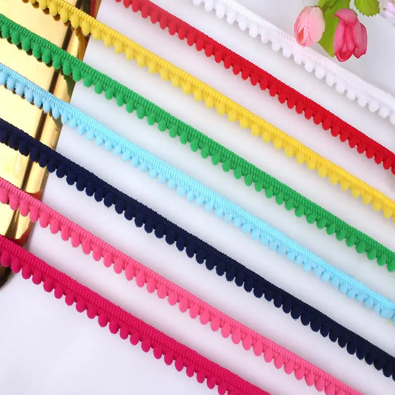 10mm Pom pom Lace Trims 5Yards Knitted pom fringe Ribbon DIY Sewing Material Wedding Party Craft Decors Clothing Accessories lace ribbon lace garment accessories lace sewing supplies lace decoration lace accessories lace sewing accessories clothing accessories pom pom trim