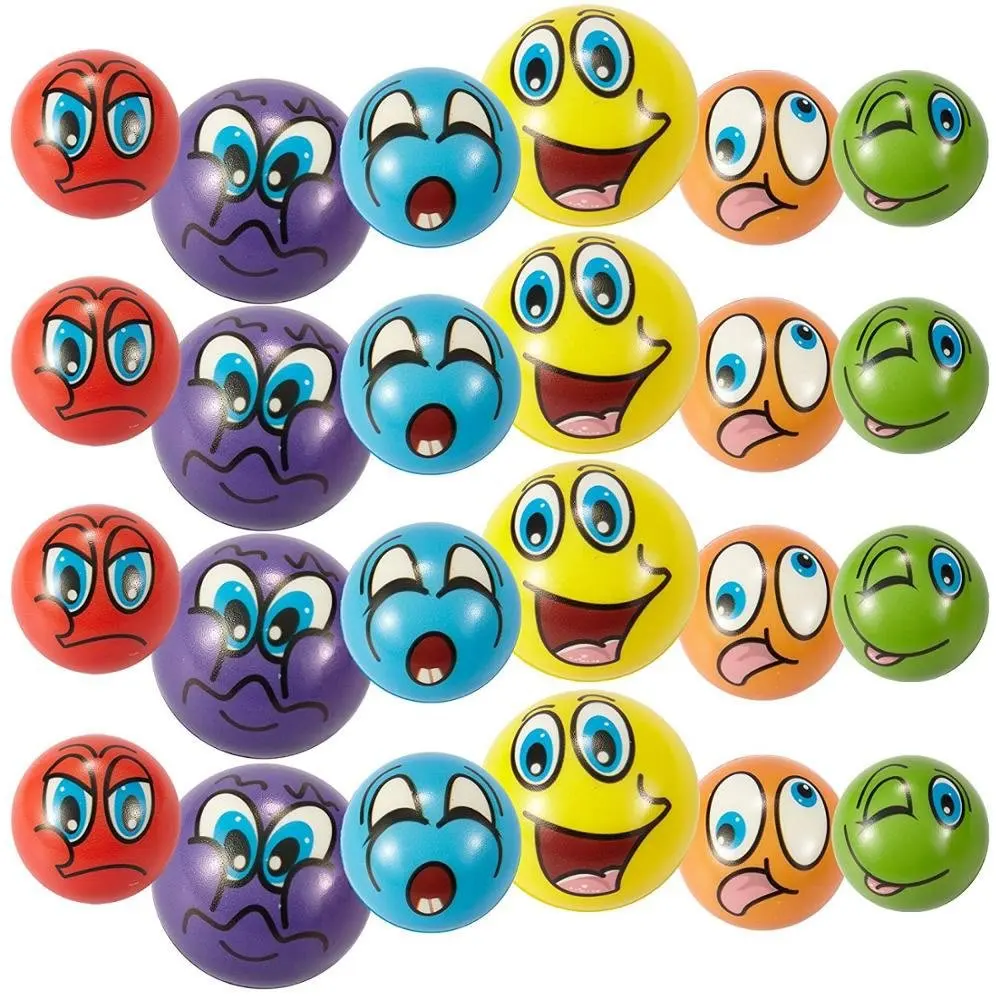 Expression Soft Balls Funny Sponge Stress Ball Squeeze Smile Face Grimace PU Foam for Kids Soothing toy wrist movement Toy Balls 4
