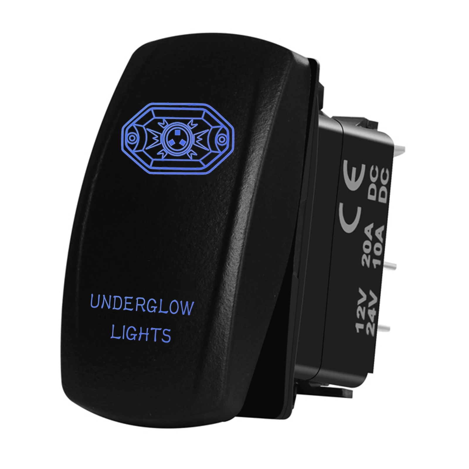 Interruttore A Bilanciere Con Luci Underglow Incise Al Laser 12V 20A 5Pin Spst On Off Per Accessori Ip68 Impermeabili Per Auto Da Barca Marina
