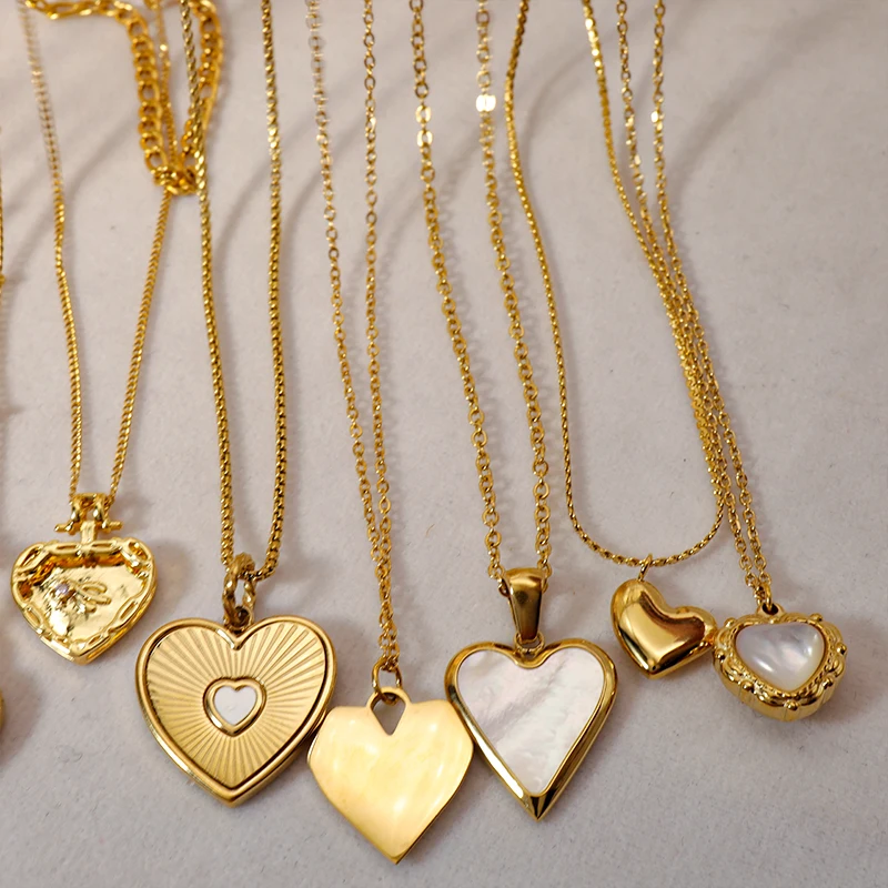 WILD & FREE Trendy Stainless Steel Heart Pendant Necklaces
