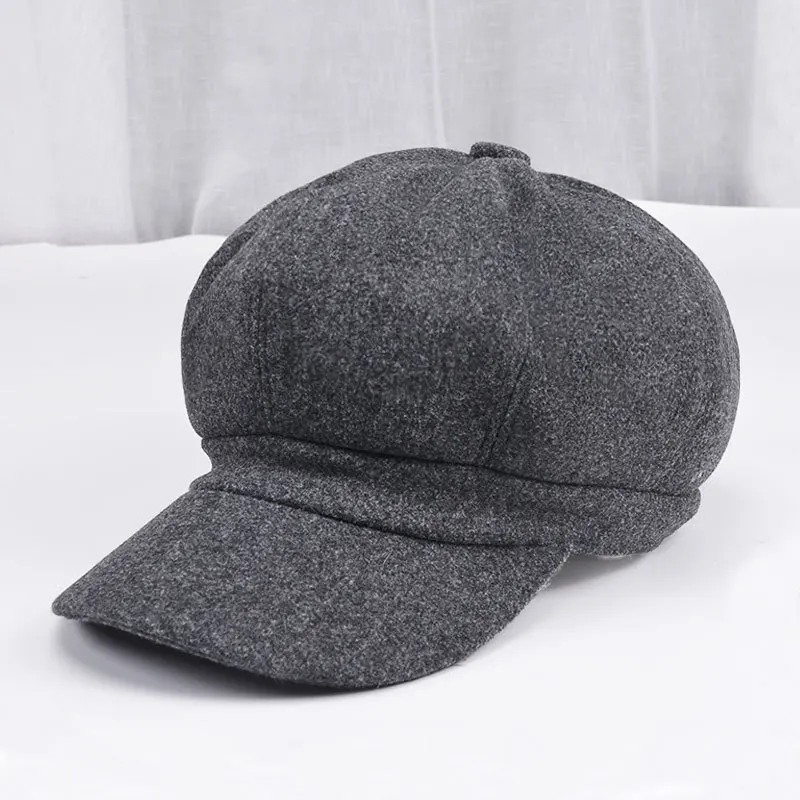 

Classic Autumn and Winter Retro Tweed Octagonal Hat Women's Beret Pure Colour Newspaper Boy's Hat Painter's Hat Free Shipping