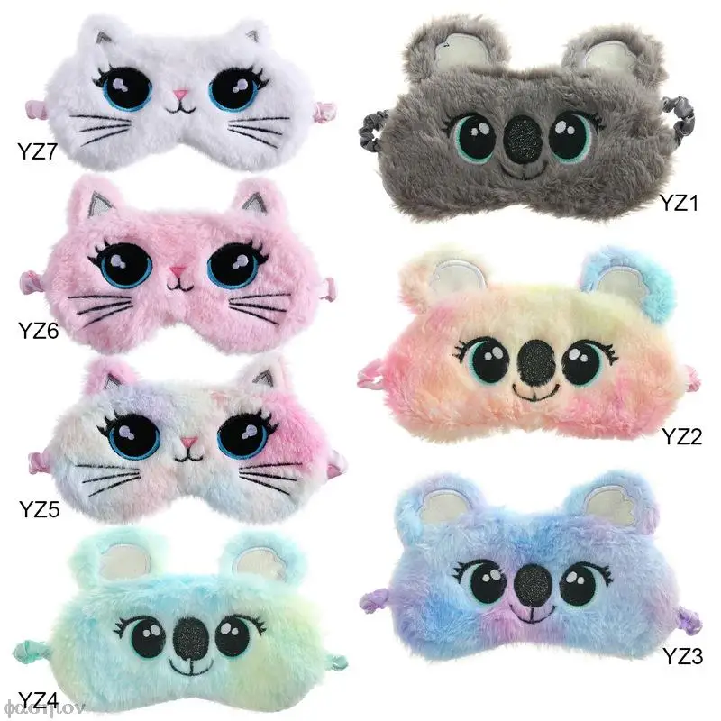 Koala Sleep Eye Band Plush Sleeping Eye Mask For Kids Cute Travel Soft Animal Women Cover Blindfold Shade Rest Eyepatch Cat