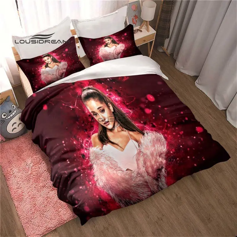 Ariana Grande Bedding Set 3D Printing Fashion Pop singer Home Decoration Boy Girl King Size Bedding Set Quilt Cover Pillowcas 3