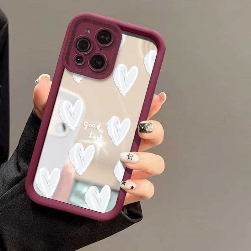 Love Heart Shockproof Makeup Mirror Phone Case Cover