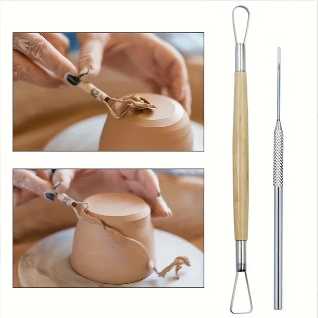 8 pièces/ensemble outils en argile bricolage outils de moulage de céramique couteau à bois ensemble d'outils de poterie Kits de sculpture en argile sculpture outils en céramique pratiques 5