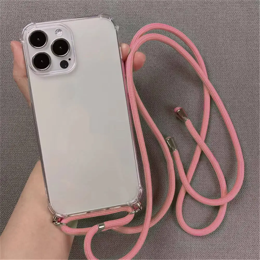 Crossbody Necklace Cord Lanyard Transparent Phone Case - Soft Cover